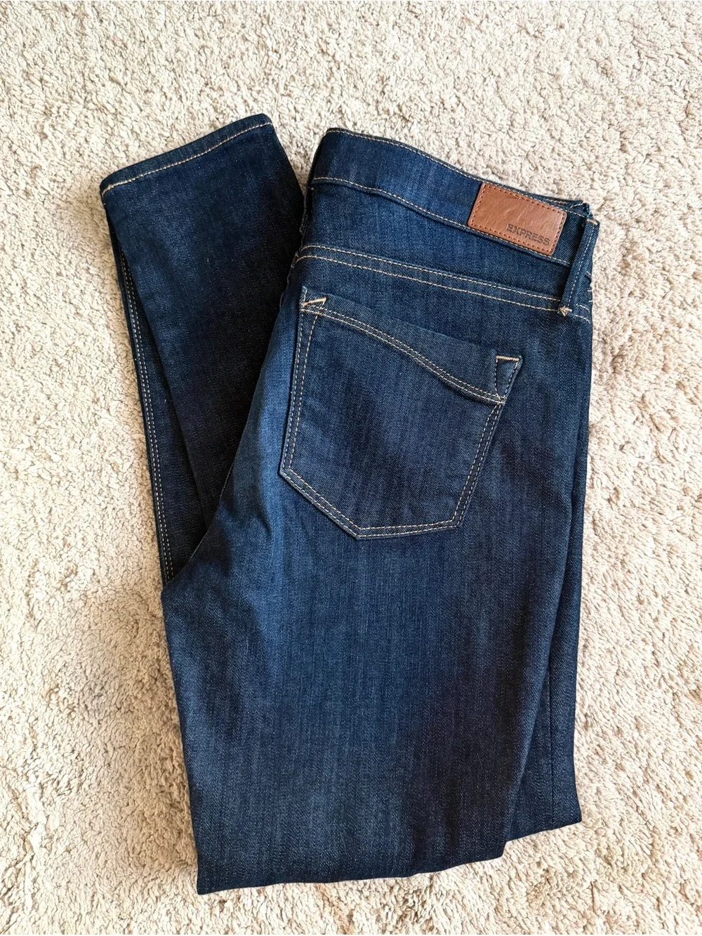 Women’s Express Jeans size 8 Mid Rise Legging Ankle Skinny Dark Blue Stretch